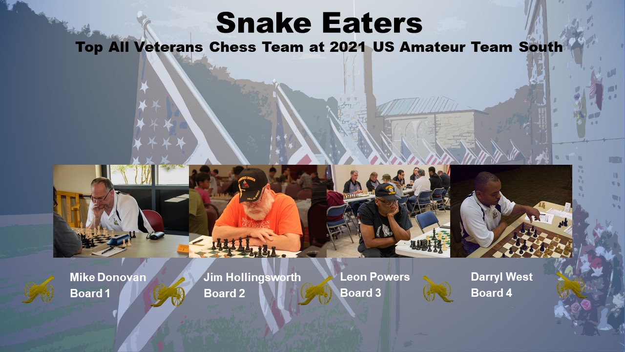 Snake Eaters is the Top All Veterans Chess Team at the 2021 US Amateur Team South